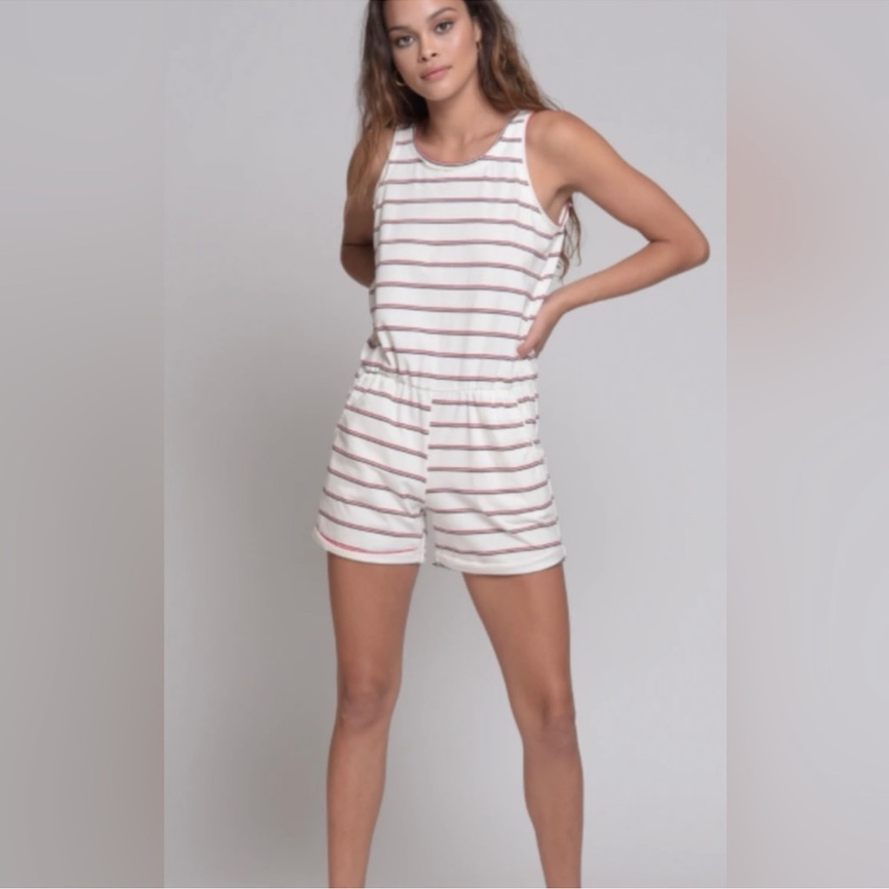Sam & Lavi Tracey Romper White Stripe Size Small